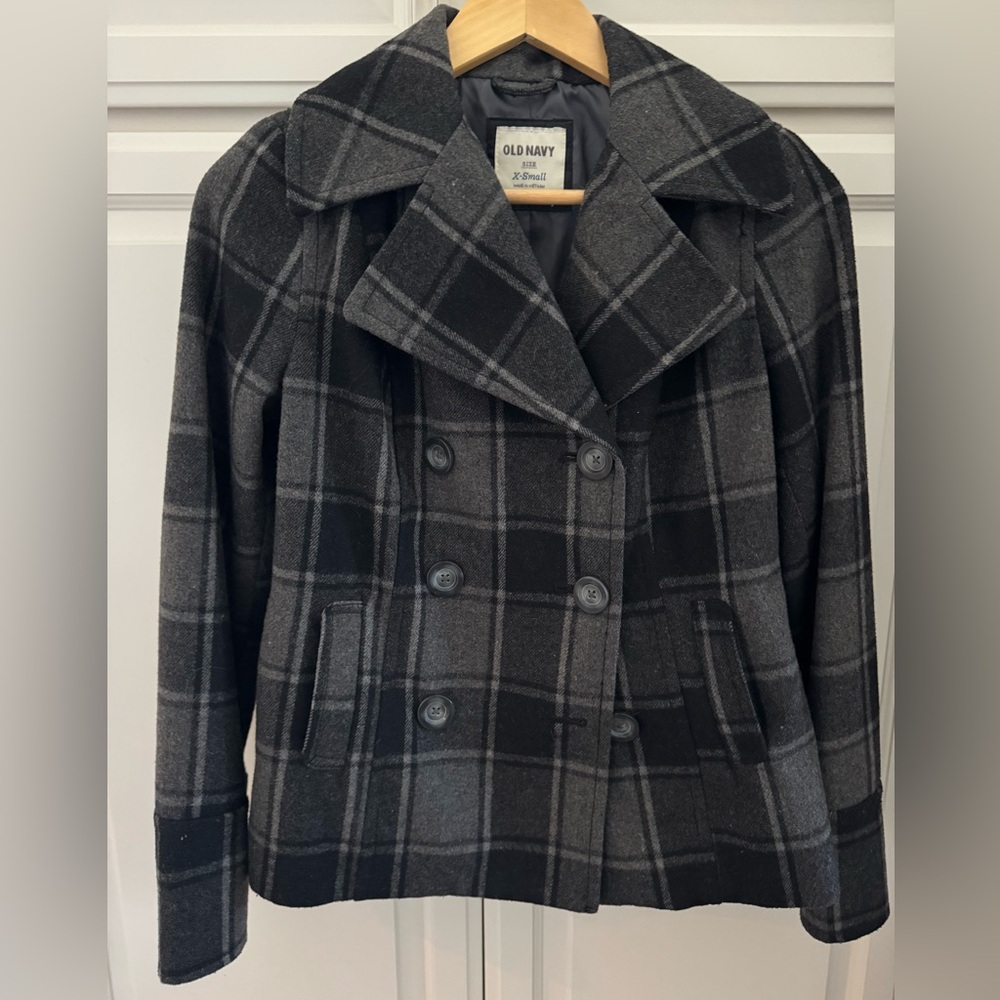 Wool-Blend Pea Coat New XS